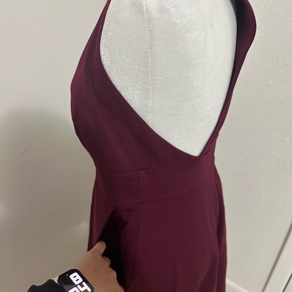 Lulus Finesse Burgundy Plunge V-Neck Sleeveless Knee Length Dress Women's Sz L - Picture 4 of 8